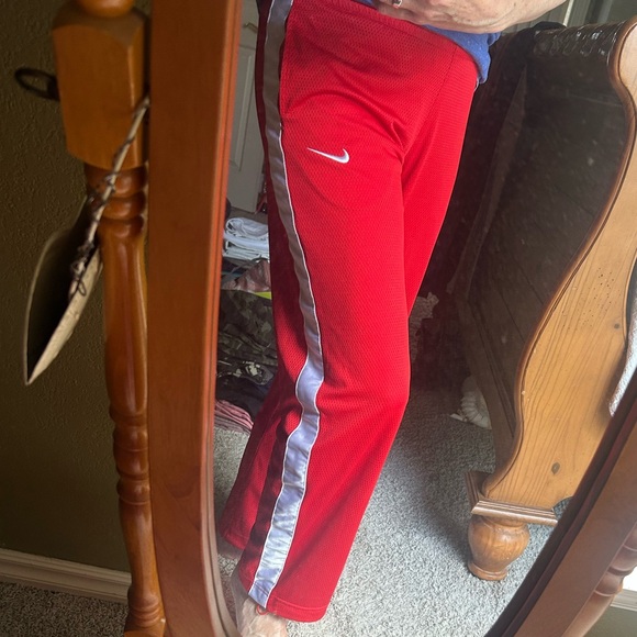 NIKE❤️BASKETBALL MESH Women’s PANTS Drawstring Red & White Medium (8-10) - Picture 15 of 15